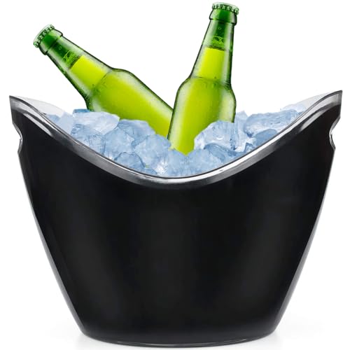 Yesland Ice Bucket, 3.5 L Black Plastic Party Bottle Chiller - 10.5 x 8 x 7-3/4 Inch Ice Beverage/Storage Tub - Perfect fo...
