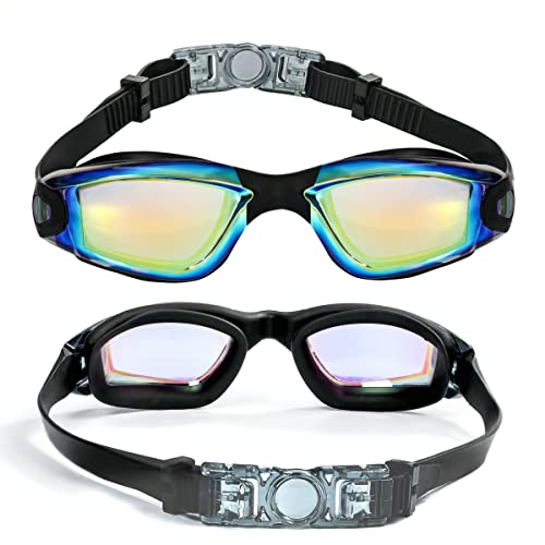 EWPJDK Swim Goggles - 2 Pack Swimming Goggles Anti Fog No Leaking For Adult Women Men