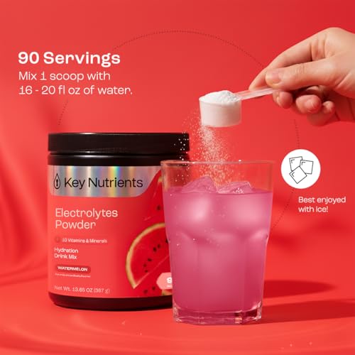 KEY NUTRIENTS Multivitamin Electrolytes Powder No Sugar for Recovery - Refreshing Watermelon Electrolyte Powder - Hydratio...