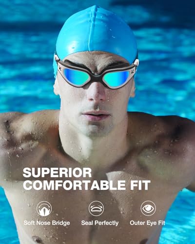 ZIONOR G1 Lite Polarized Swimming Goggles with 3 Pairs Earplugs, Anti-Fog UV Protection Swim Goggle for Adult Men Women Youth