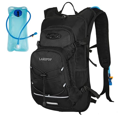 LARIPOP Hydration Backpack, 18L Hiking Backpack with 2L Water Bladder, Lightweight Water Pack for Cycling, Hiking, Biking