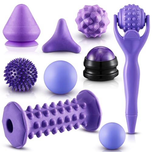 Ceenna 9 Pcs Massage Balls Set for Myofascial Point Release & Deep Massage Tissue Includes Lacrosse, 360° Rotating Mountab...