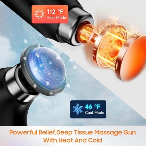 JOYSUWERUN Massage Gun with 10 Replacement Heads, Massage Gun with Heat, Back Massager for Pain Relief Deep Tissue, Massag...