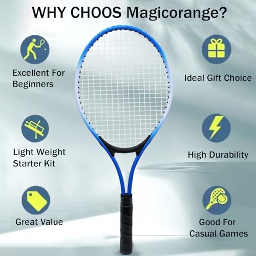 Magicorange 21 inch Tennis Rackets for Kids 2 Players Recreational Tennis Racquet Set for Beginners and Professional with ...