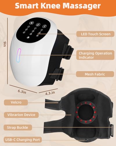 HXMBFBF Knee Massager, 3-in-1 Cordless with Heat and Red Light, Comfort 3 Vibration Modes and 3 Heating Levels Long Batter...
