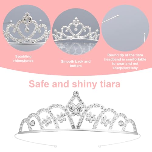 10pcs Tiaras Crowns Headbands, Silver Zinc Alloy Princess Bulk Crown Sparkling Rhinestone Hair Accessories for Women Birth...