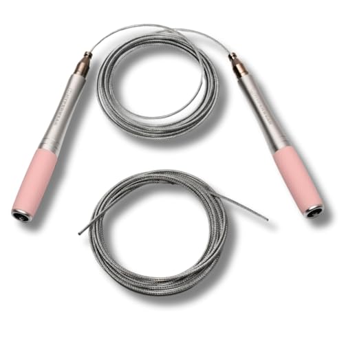 HYPERWEAR Adjustable Speed Jump Rope – Patented Self-Locking Cable System, Aluminum Handles with Knurled Silicone Grip for...