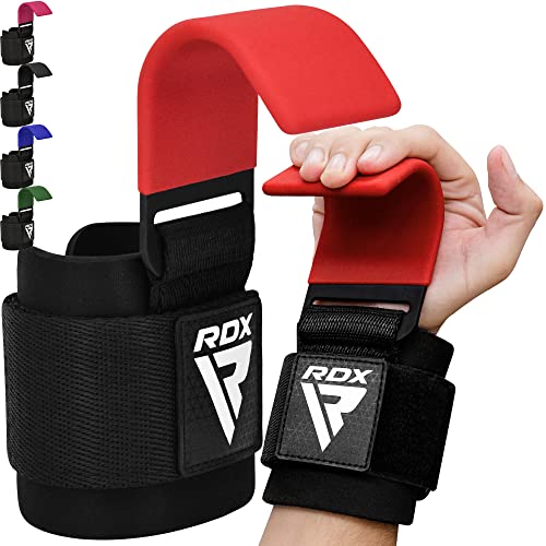 RDX Weight Lifting Hooks for Deadlifting (Pair) - 600Lbs Capacity - 8MM Neoprene Wrist Support Wraps - Grip Enhancer for P...