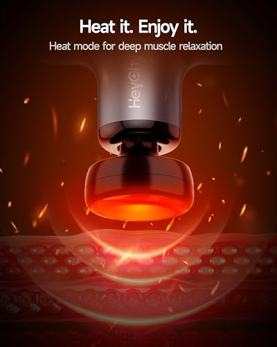 HEYCHY Mini Massage Gun with Heat, Deep Tissue Massage Gun, Portable Percussion Muscle Massager with 4 Massage Heads for A...