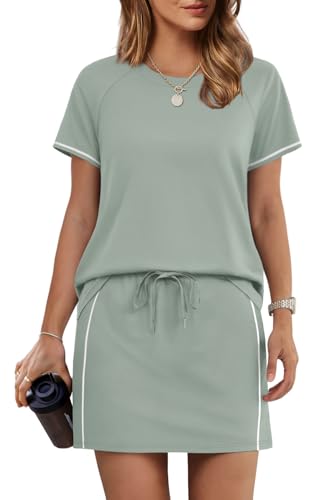 Sampeel 2 Piece Sets for Women Skirt Sets Summer Outfits Womens Clothing Set Travel Workout Skort Sets