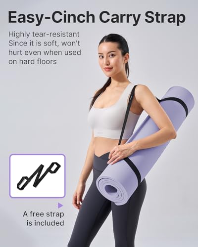 YOTTOY Yoga Mat，Extra Thick Yoga Mat (1/2inch),Professional TPE Exercise Mat,Non-Slip Workout Mat for Yoga, Pilates, Fitne...