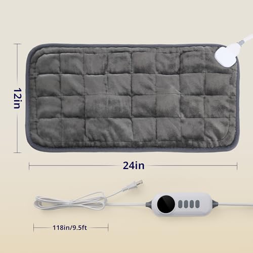Heating Pad,Weighted Heating Pad with Massaging, 3 Heat,6 Massage, Electric Heating Pad for Back Pain Relief, 2H Auto Off,...