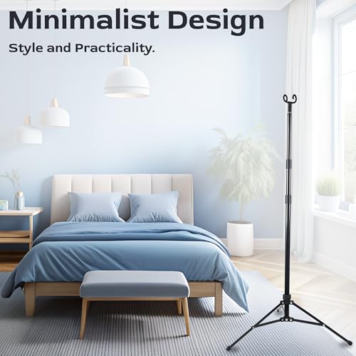 TidyFriend Steel Tripod IV Pole, Portable IV Pole Stand, Adjustable 30–75 in Height, Collapsible Stand with 2 Hooks & 3 Le...