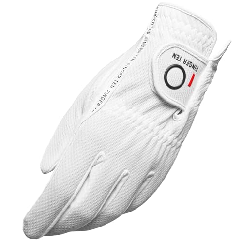 FINGER TEN Men’s Golf Glove Left Hand Right Handed Golfer Rain Grip 1 Pack, Durable Fit for Hot Wet All Weather Small Medi...
