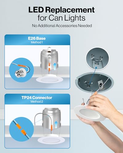 Sunco 12 Pack Retrofit LED Recessed Lighting 6 Inch, Can Lights for Ceiling, 1200 LM, 15W, Selectable CCT 2700K/3000K/4000...