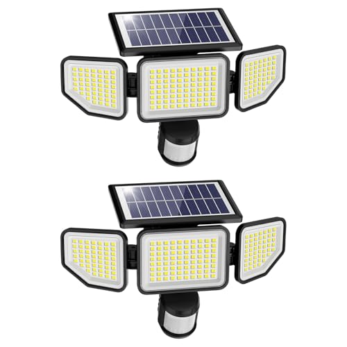 Onforu 4500LM Solar Lights Outdoor, 3 Heads Security Lights with Remote Control, IP65 Waterproof Motion Sensor Lights, 3 M...