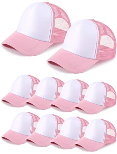 10 Pcs Sublimation Blank Trucker Hats Bulk Mesh Baseball Cap Polyester Mesh Trucker Hat for Men and Women
