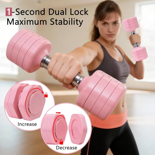 Adjustable Dumbbell Set of 2 Total 20 Lbs 4-in-1 Each 4lb 6lb 8lb 10lb 1s-Adjust Dual-Stable Free Weights for Women Men Ho...