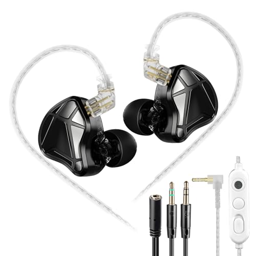 KZ Axas Gaming Earbuds Wired with Mic for PS4 PC Xbox PS5, Noise Isolation IEM for Gaming with Low Latency, Comfort-Fit Ea...