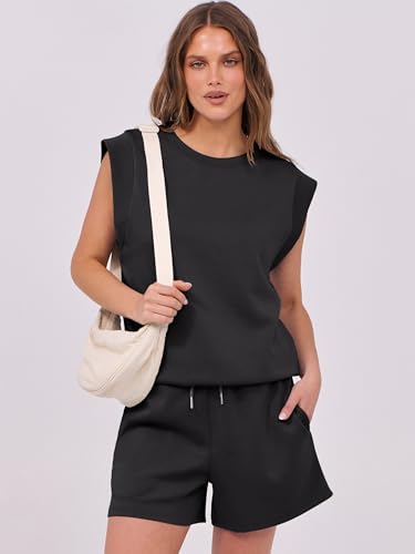 ANRABESS Two Piece Sets for Women 2026 Summer Short Lounge Set Casual Beach Vacation Outfits Spring Sweatsuits Tracksuit