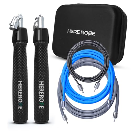 Hererope 3-in-1 Weighted Skipping Rope, Interchangeable Weights 1/6lb, 1/4lb, 1/2lb, 360 Degree Rotation, Adjustable Lengt...