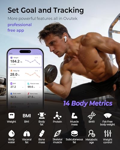 Ovutek Smart Scale for Body Weight, Professional Bathroom Digital Scale with BMI, Body Fat, Muscle Mass, Most Accurate to ...