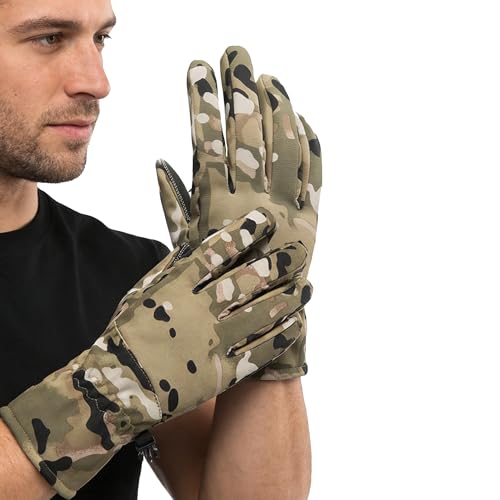 CLeemuziN Men Winter Cold Weather Gloves Water-Repellent Windproof Ski-Snow-Gloves-Mittens Camo/Solid Thermal-lined-Mittens