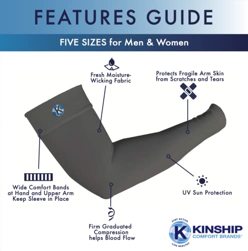Kinship Comfort Brands Arm Compression Sleeves for Men and Women, Athletic, Sports, Muscle, Joint, Elbow Support