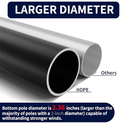 IIOPE 25FT Heavy Duty Flag Pole,14-Gauge Aluminum,Resist Strong Wind Reinforcement Ring Patent,Sectional Black Residential...