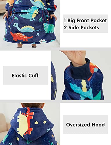 Wearable Blanket Hoodie Oversized Sherpa Blanket Sweatshirt Flannel Sweater Blanket with Large Pocket