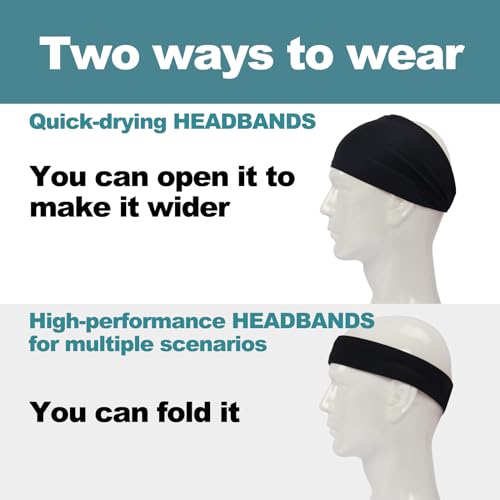 MARKEEP Running Headbands for Men（4 or 6 Pack, Mens Stretchy Headband for Football,Cycling,Basketball,Yoga,Fitness Workout...