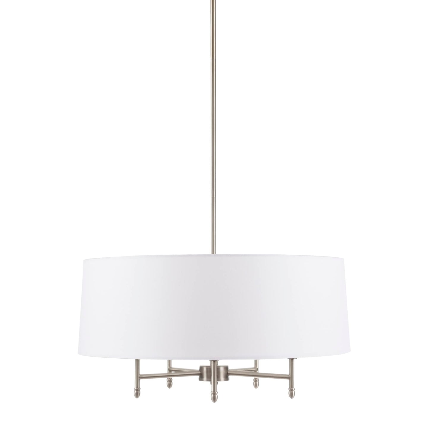 Hampton Hill 5-Light Presidio Chandelier, Modern Design For Dining Room, Adjustable Height, 24 W, Silver/White, Model Mps150-0107