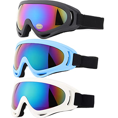 Yidomto Ski Goggles, 3 Pack Snow Goggles for Men, Women, Kids & Youth, UV400 Protection for Skiing & Snowboarding