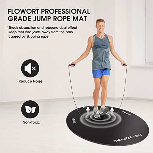 Cheete Jump Rope Mat Large Rubber Exercise Mat Indoor Outdoor Shock Absorbing Mat Non-Slip Oval Design for Floor & Rope Pr...