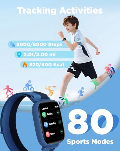 BIGGERFIVE Smart Watch for Kids, 1.8" Fitness Tracker Watch Pedometer, Heart Rate, IP68 Waterproof, Sleep Monitor, Calorie...