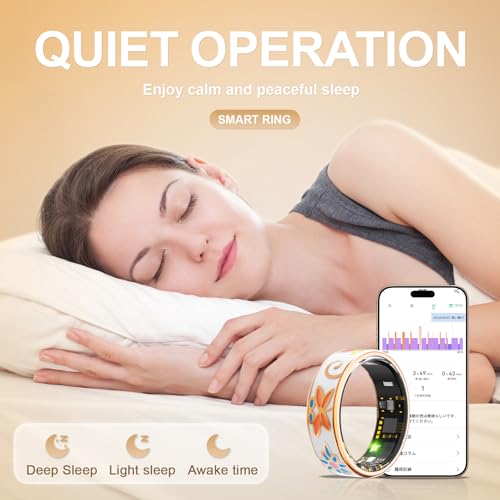 Smart Ring Health Tracker, for men and women, equipped with heart rate monitor, sleep tracker, 8 exercise modes, step coun...