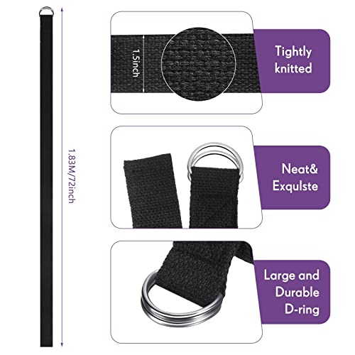 Jerify Yoga Strap for Stretching Bulk 6ft Exercise Stretch Band with Metal D Ring Adjustable Pilates Non Elastic Yoga Belt...