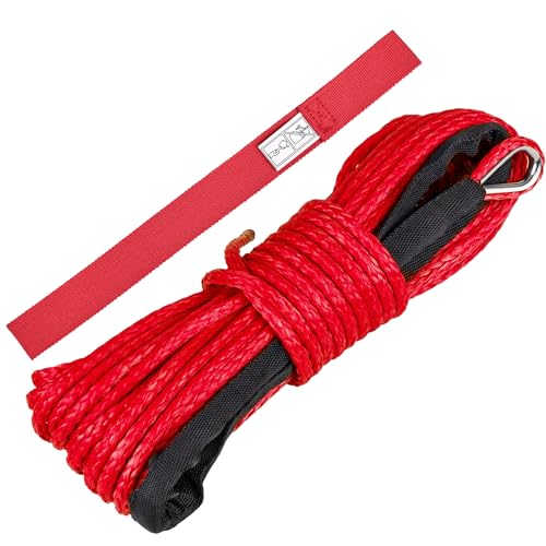 guideamps ATV UTV Synthetic Winch Rope Cable 3/16" x 50 ft, 8,300 lbs Pulling Strength, with Protective Sleeve, Safety Pul...