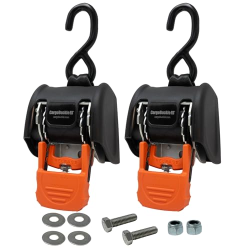 CargoBuckle G3 Bolt On Retractable Ratchet Straps Heavy Duty, 3,500 lbs Break Strength, 2-Inch x 6-Feet Automotive Tie-Dow...