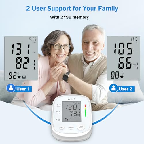 AILE Blood Pressure Monitor, Blood Pressure Machine Upper Arm Large Cuff(8.7"-16.5"), High Automatic Blood Pressure Monito...