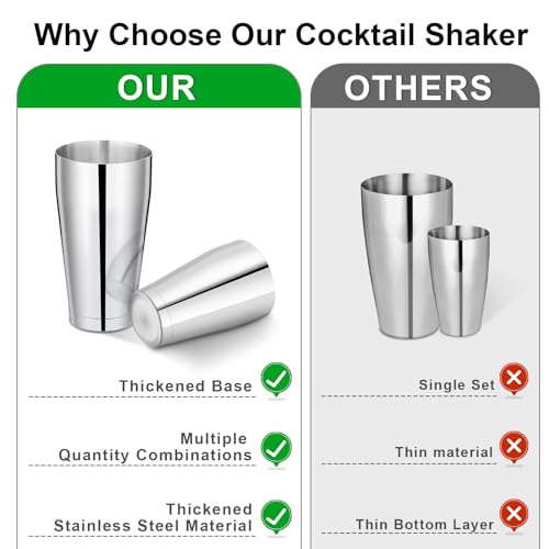 Mwellewm 8 Pcs Cocktail Shaker Boston Shaker Set Professional Bartender Kit Bar Stainless Steel Drink Shaker Bartending Ma...