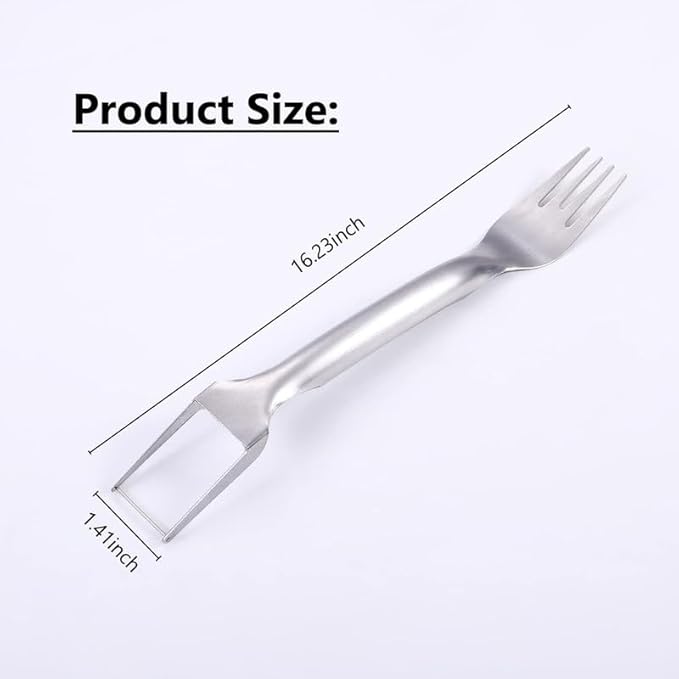 Kruggo Upgraded 2-in-1 Stainless Steel Fruit Cutter, Watermelon Fork Slicer, Dual Head Fruit Forks Slicer Knife for Home Kitchen Gadget