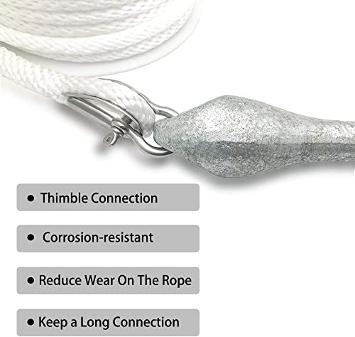 Young Marine Premium Solid Braid MFP Anchor Line Braided Anchor Rope/Line 3/8 Inch 100FT with Stainless Steel Thimble & Sh...