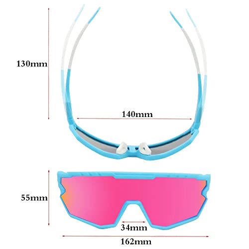 GIEADUN Sports Sunglasses Cycling Glasses Pink Polarized Glasses Baseball glasses with 3 lenses,Fishing,Ski Running Golf