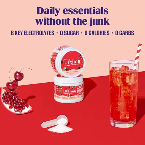 Ultima Replenisher Daily Electrolyte Powder Drink Mix – Sugar Free – Cherry Pomegranate, 30 Servings – Hydration Powder wi...