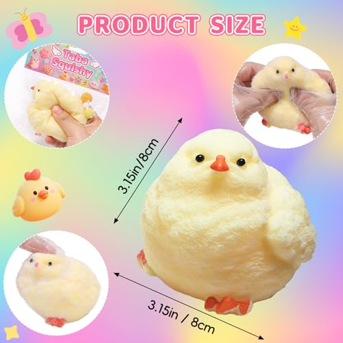 6Pcs Big Taba Squishy Fidget Toys-3.15in, Handmade Ultra Soft Chick Taba Squishy Kit, Cute Fidget Toys Silicone Squeeze To...