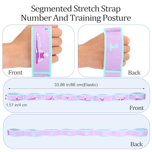 FNANJWQ Elastic Yoga Stretching Strap with Loops, Adjustable Stretch Strap Flexible Pilates Stretch Band for Physical Ther...