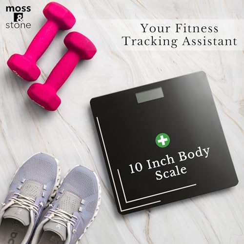 Moss & Stone Black Digital Bathroom Scale for Body Weight, Smart Step-On Technology, Backlit LCD Display, High Accuracy We...