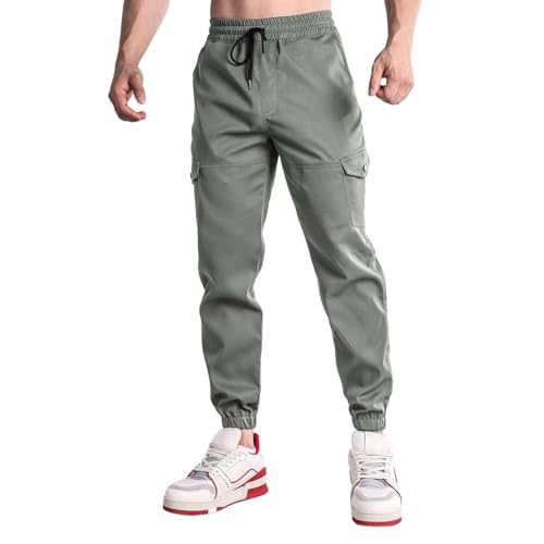 Men Lightweight Cargo Pants Casual Breathable Outdoor Hiking Work Pants Trendy Comfort Elastic Waist Hiking Joggers Trousers