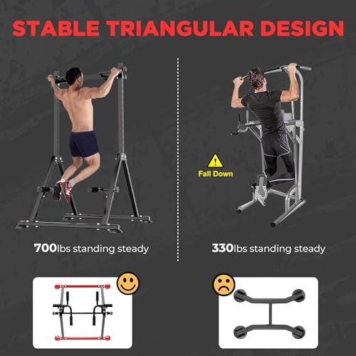 Tappio Folding Power Tower Dip Station Pull Up Bar, Multifunctional Pull Up Tower Adjustable Height, Triangular Structure ...